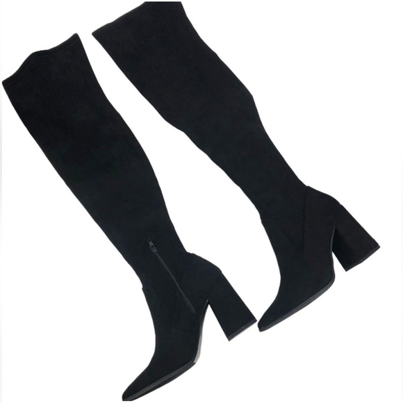 Steve Madden Women’s Faux Suede Pointed Toe Over-The-Knee Black Boots Size 7 - Picture 7 of 17